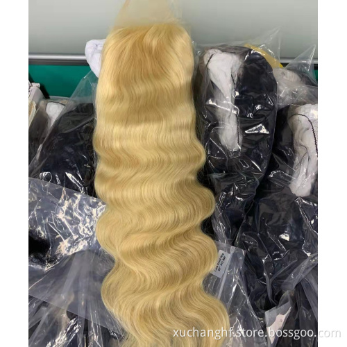 Unprocessed 613 Blonde Color Water Wave HD Transparent Lace Virgin Remy Human Hair Lace Front Wig